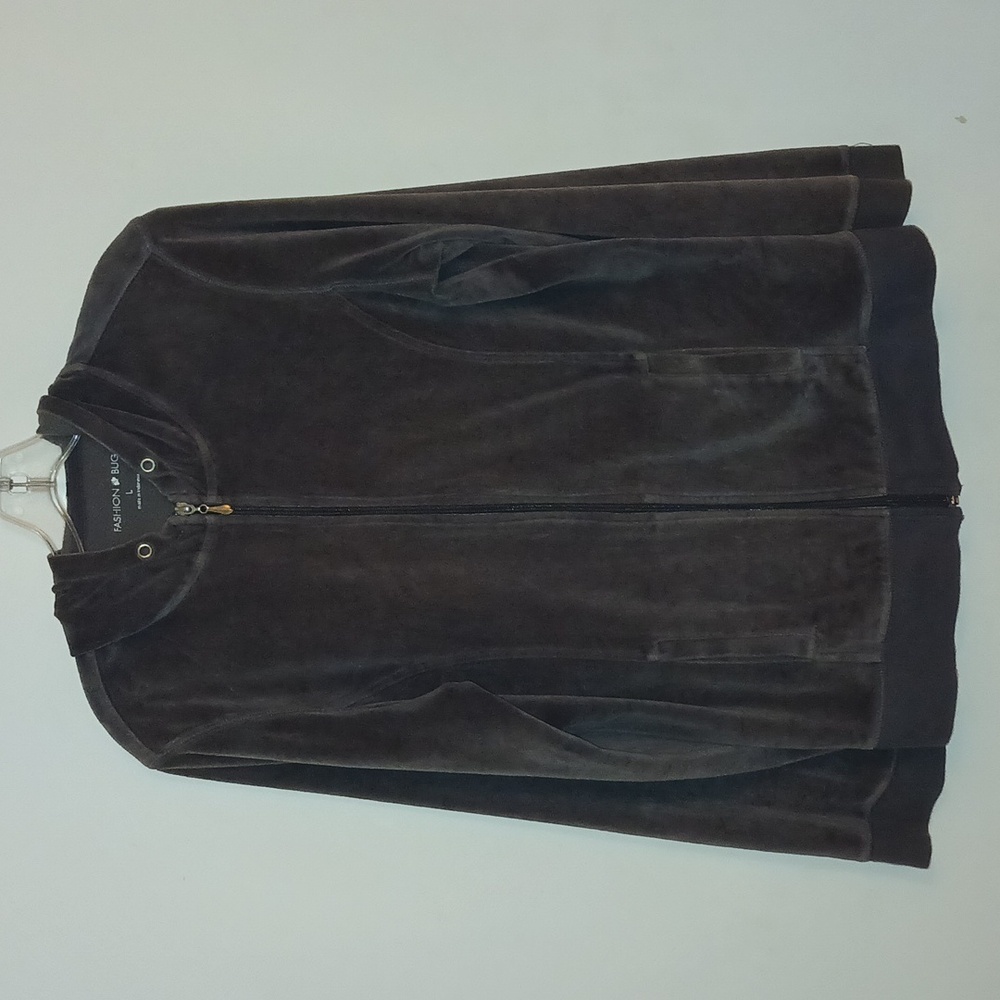 Fashion Bug Velvety Hooded Jacket Set Size Large Jacket Medium Pants Color Grey